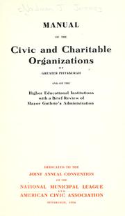 Cover of: Manual of the civic and charitable organizations of greater Pittsburgh by 