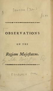 Cover of: Observations on the Regiam Majestatem.
