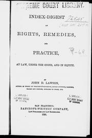 Cover of: Index-digest of Rights, remedies, and practice, at law, under the codes, and in equity