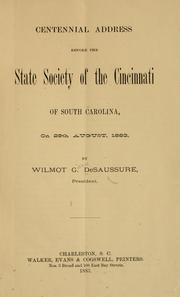Cover of: Centennial address before the state Society of the Cincinnati of South Carolina