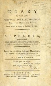 Cover of: diary of the late George Bubb Dodington: baron of Melcombe Regis; from March 8, 1749, to February 6, 1761. With an appendix, containing some curious and interesting papers. From His Lordship's original manuscripts.