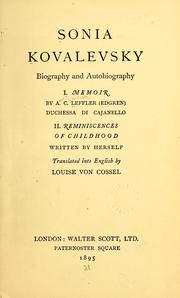 Cover of: Sonia Kovalevsky: biography and autobiography