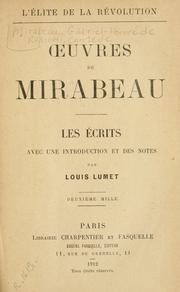 Cover of: Oeuvres de Mirabeau: Les écrits