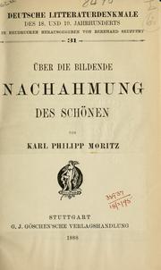 Cover of: Über die bildende Nachahmung des Schönen. by Karl Philipp Moritz