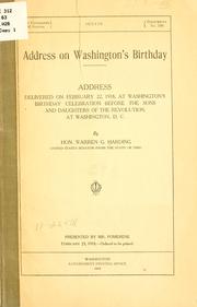 Cover of: Address on Washington's birthday.