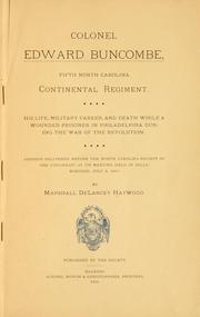 Cover of: Colonel Edward Buncombe, Fifth North Carolina continental regiment.
