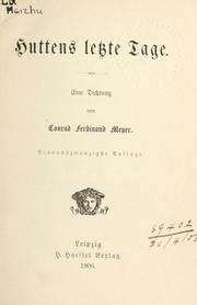 Cover of: Huttens letzte Tage by Conrad Ferdinand Meyer