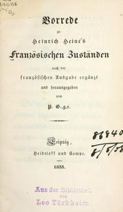 Cover of: Vorrede zu Heinrich Heine's Französischen Zuständen