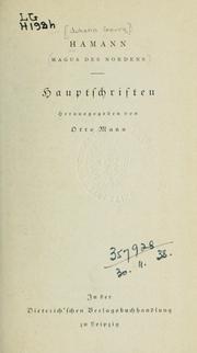Cover of: Johann Georg Hamann