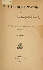 Cover of: Dr. Katzenberger's Badereise by Jean Paul