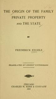 Cover of: The origin of the family, private property and the state