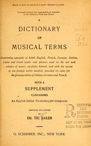 Cover of: dictionary of musical terms: containing upwards of 9,000 English, French, German, Italian, Latin, and Greek words ...
