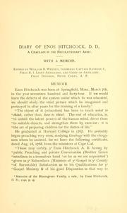 Cover of: Diary of Enos Hitchcock by Enos Hitchcock