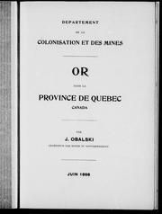 Cover of: Or dans la province de Québec, Canada