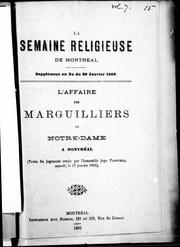 Cover of: L' affaire des marguilliers de Notre Dame à Montréal: texte du jugement rendu par l'honorable juge Pagnuelo, samedi, le 17 janvier 1892.