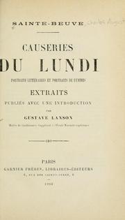 Cover of: Causeries du lundi ; Portraits littéraires et Portraits de femmes by Charles Augustin Sainte-Beuve