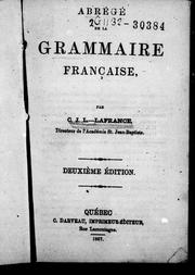 Cover of: Abrégé de la grammaire française