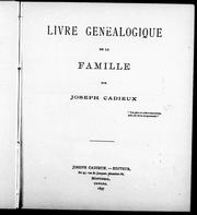Cover of: Livre généalogique de la famille