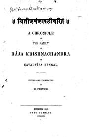 Cover of: A Chronicle of the Family of Râja Kṛishṇachandra of Navadvîpa, Bengal