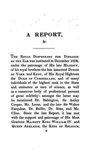 Cover of: A clinical report of the Royal dispensary for diseases of the ear