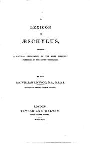 Cover of: A lexicon to Æschylus