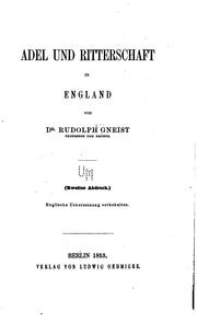 Cover of: Adel und Ritterschaft in England
