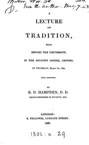 Cover of: A lecture on tradition