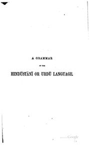 Cover of: A Grammar of the Hindūstānī Or Urdū Language