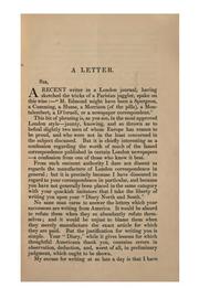 Cover of: A Letter to William Howard Russell, LL.D. on Passages in His "Diary North and South"