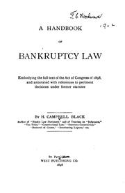 Cover of: A Handbook of Bankruptcy Law: Embodying the Full Text of the Act of Congress ...
