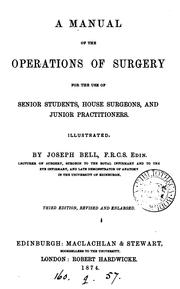 Cover of: A manual of the operations of surgery