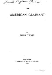 Cover of: The American Claimant: By Mark Twain [pseud.] by Mark Twain