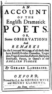 Cover of: An Account of the English Dramatick Poets