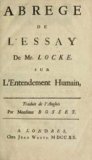 Cover of: Abregé de l'Essay de Monsieur Locke sur l'entendement humain