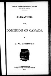 Cover of: Elevations in the Dominion of Canada