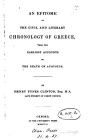 Cover of: An epitome of The civil and literary chronology of Greece