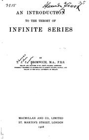 Cover of: An introduction to the theory of infinite series