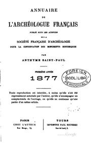 Cover of: Annuaire de l'archéologue français ...