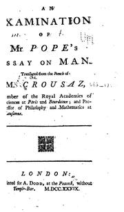 Cover of: An Examination of Mr. Pope's Essay on Man