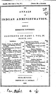 Cover of: The Annals of Indian Administration