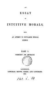 Cover of: An essay on intuitive morals [by F.P. Cobbe] 2 pt
