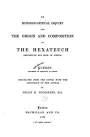 Cover of: An Historico-critical Inquiry Into the Origin and Composition of the Hexateuch (Pentateuch and ...