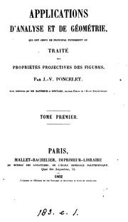 Cover of: Applications d'analyse et de géométrie qui ont servi ... de ... fondement au Traité des ...