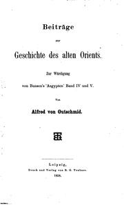 Cover of: Beiträge zur Geschichte des alten Orients