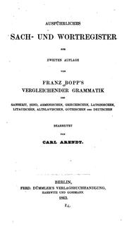 Cover of: Ausführliches sach- und Wortregister zur zweiten Auflage von Franz Bopp's vergleichender ...
