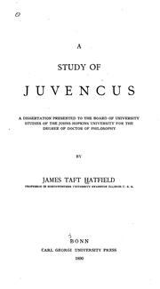 Cover of: A Study of Juvencus: A Dissertation ...