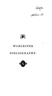 Cover of: Bibliography of Worcester History