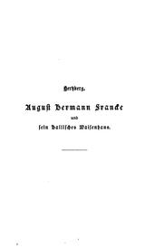 Cover of: August Hermann Franke und sein hallisches Waisenhaus