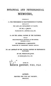Cover of: Bjotanical and Phisiological Memoirs