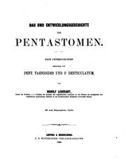 Cover of: Bau und Entwicklungsgeschichte der Pentastomen: Nach Untersuchungen besonders von Pent ...